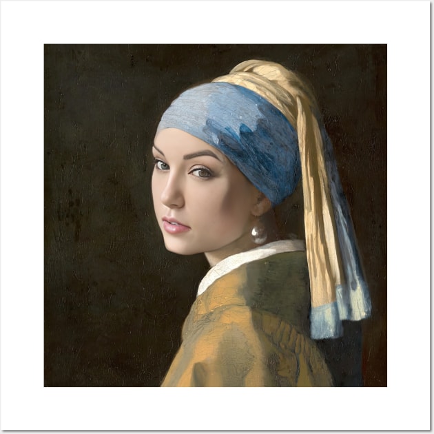 Sasha Grey as the girl with pearl earring Wall Art by obstinator